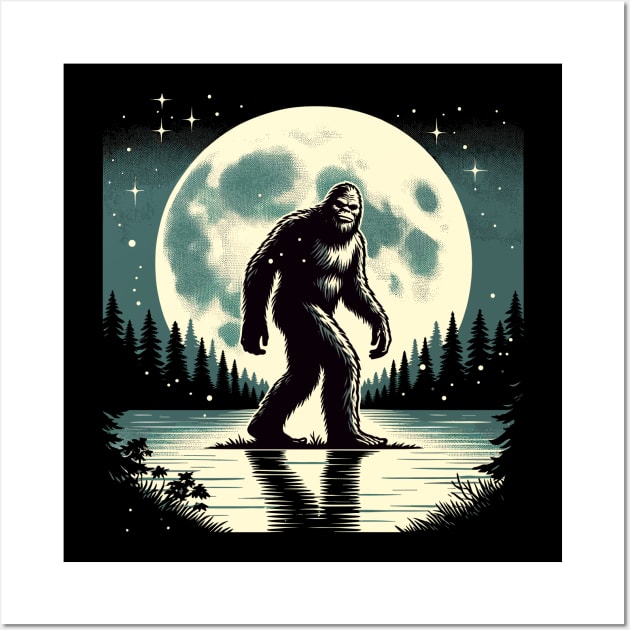 Moon Bigfoot Sasquatch Cool Bigfoot Wall Art by KsuAnn